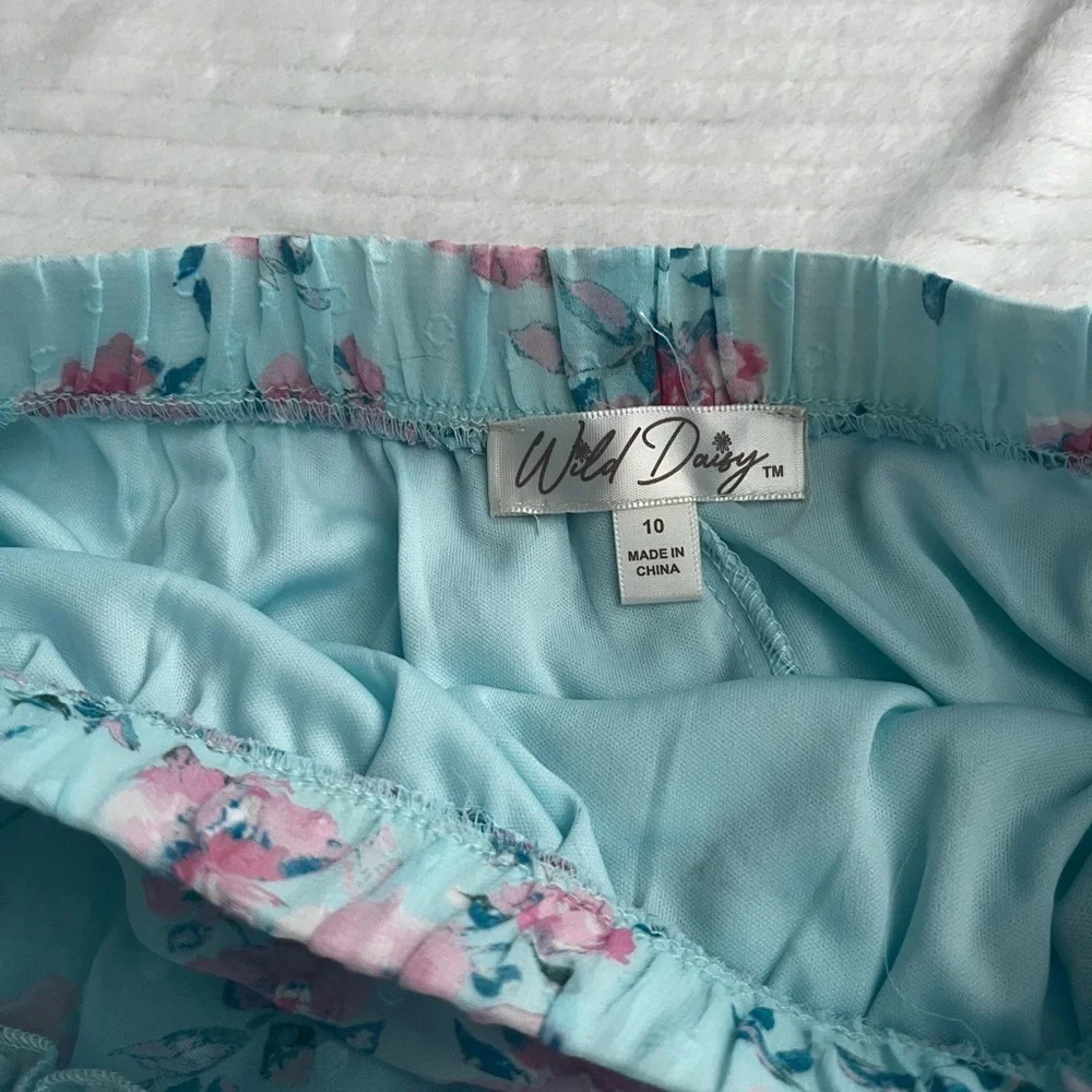 Charming Floral Kids Dress Set in Blue and Pink